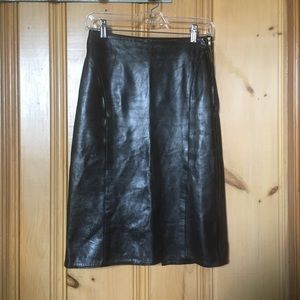 Vintage Black Leather Pencil Skirt 100% Leather